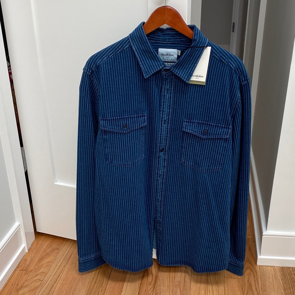 Denim Blue Striped Button-Up Shirt